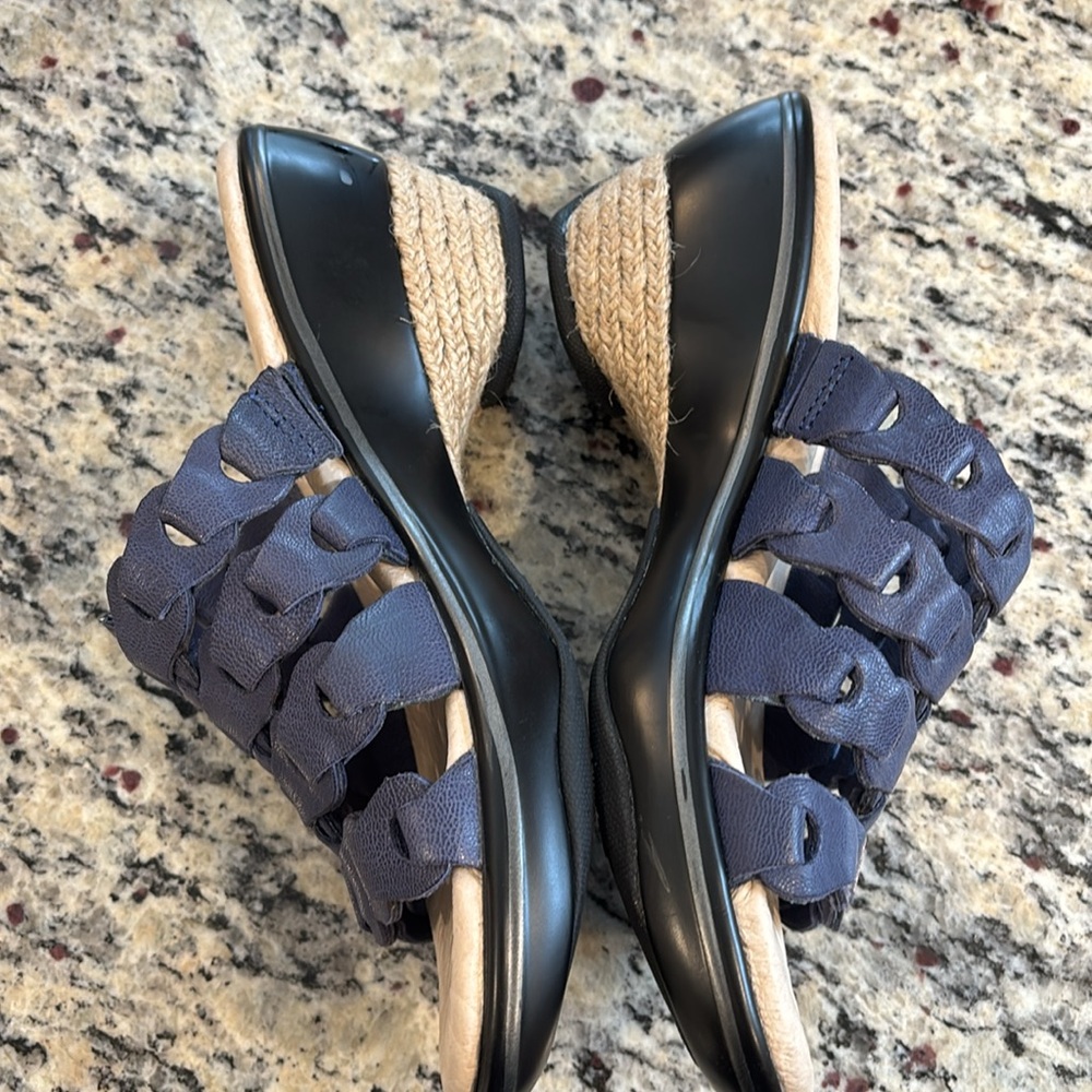 Jambu memory foam leather romance Navy Woven wedge Sandals - Picture 11 of 14